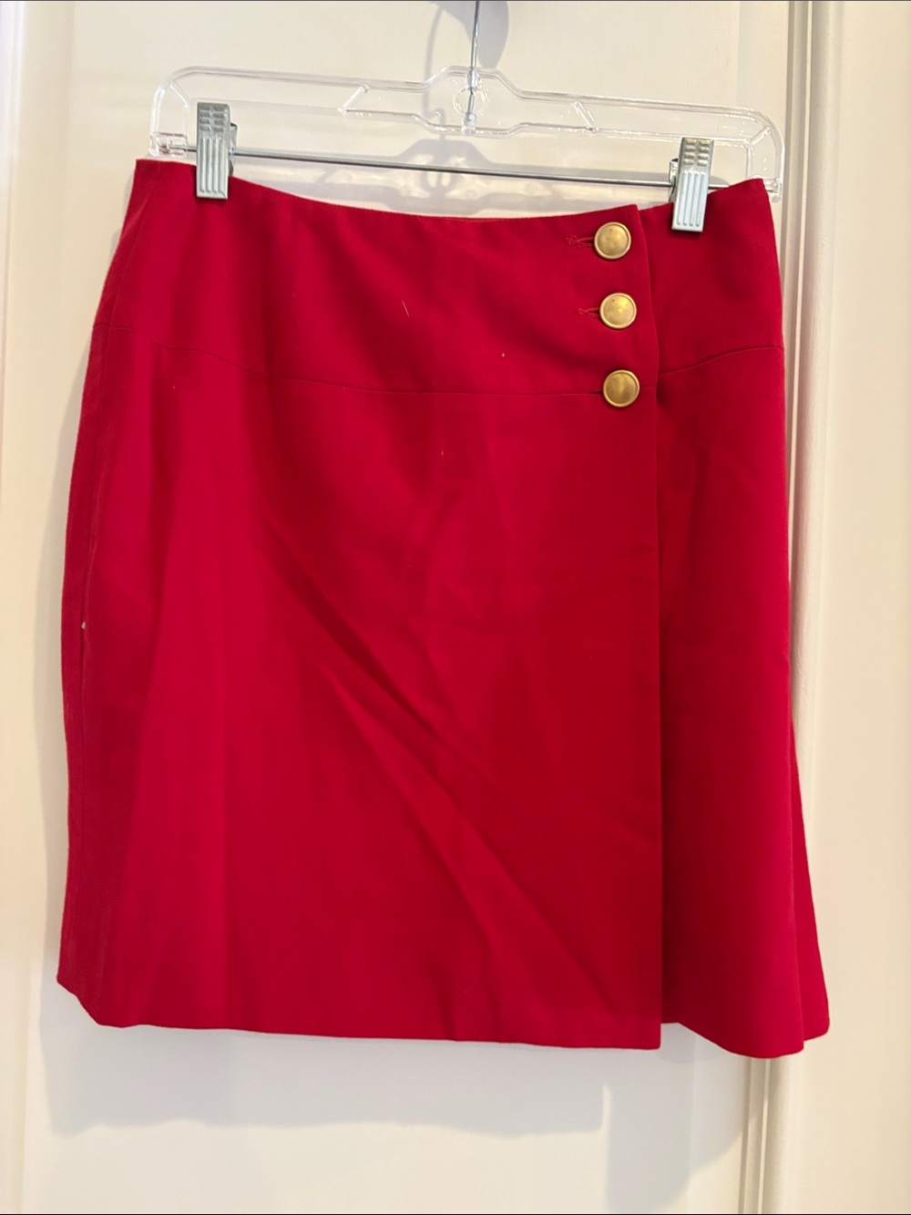 Ann Taylor Red A-Line Skirt with Gold Buttons